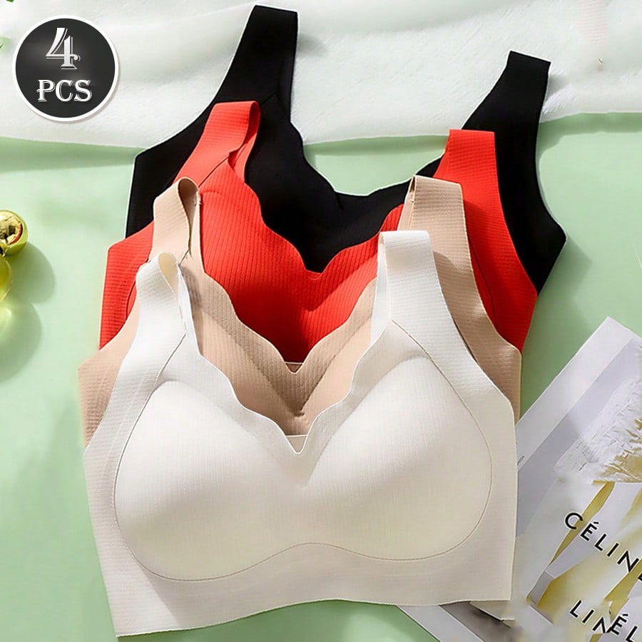 Mastectomy Bra Pocket - 4pcs Women's Seamless Push Up Bras