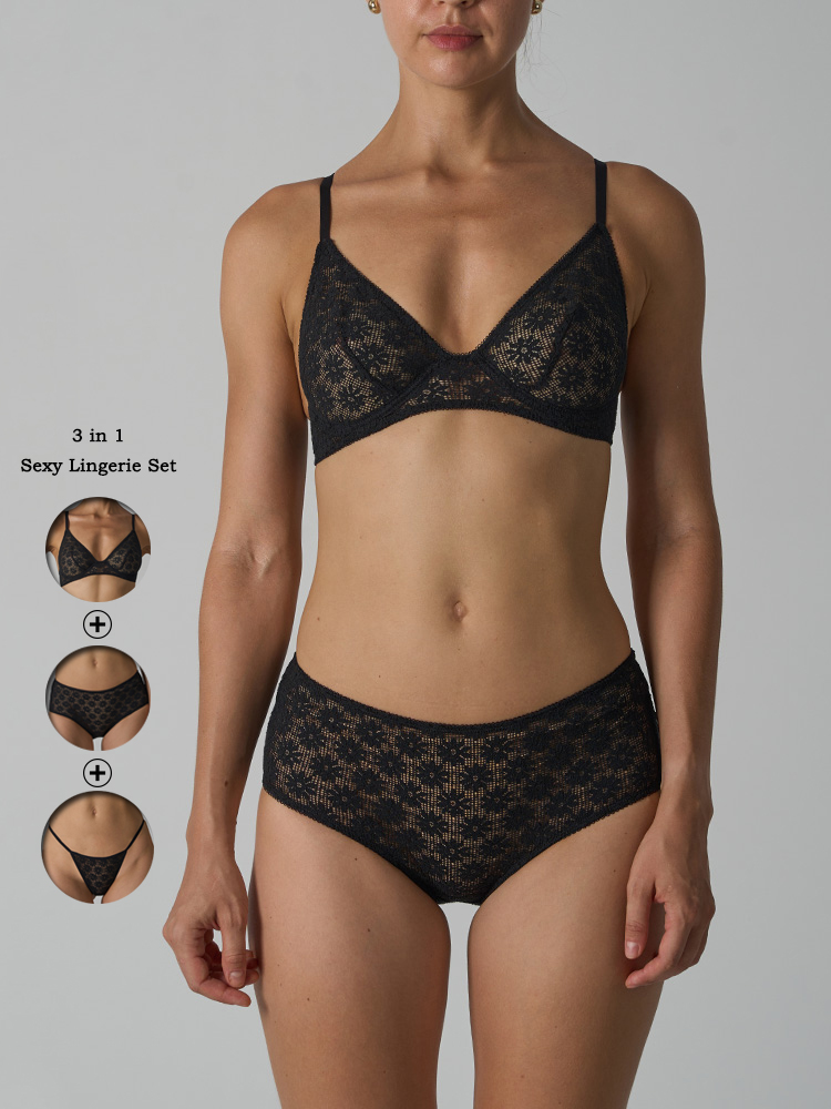 VITALINOVO 3 Pieces Lace Linge - огляд і ціна Sheer Bra Lace